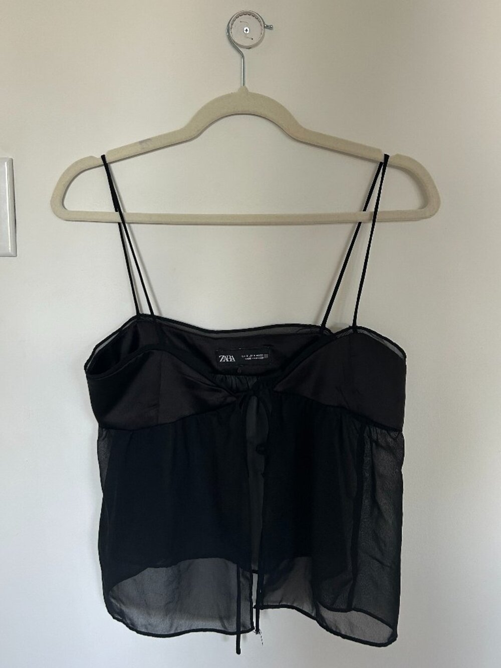 Zara Sheer Black Silk Top S